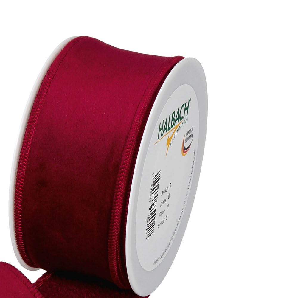 Floristrywarehouse Red Burgundy Christmas Velvet Fabric Ribbon 50Mm (2") Wide On 8M Roll Wi Edge