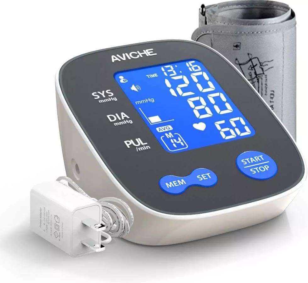 Automatic Digital Arm Blood Pressure Monitor | Large Backlight LCD Display | Talking Pulse Rate 22-42cm BP Cuff Machine | Include Plug