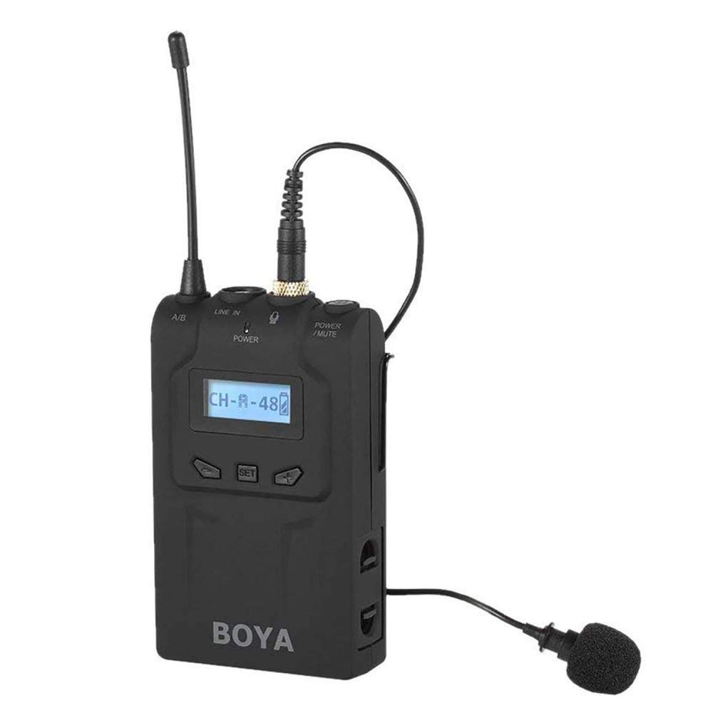 boya tx8pro 48-ch beltpack transmitter and lavalier for rx8pro dual-channel camera mountable receiver & sp-rx8 smartphone receiver, black