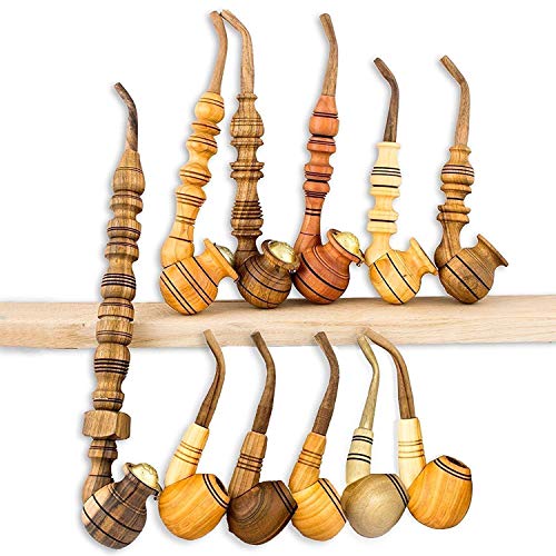 Set 11 pcs Handmade Tobacco Pipes - Wooden Smoking Pipes for Tobacco