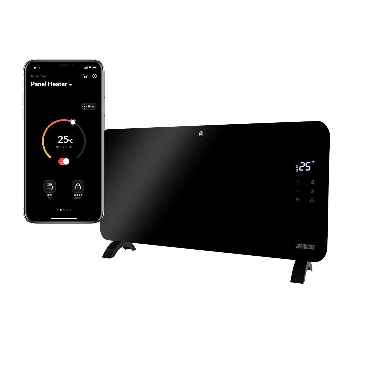 Princess Glass Smart Panel Heater, 1000 W, Black, Smart Control and Free  App, Compatible with Alexa : Amazon.co.uk: DIY u0026 Tools