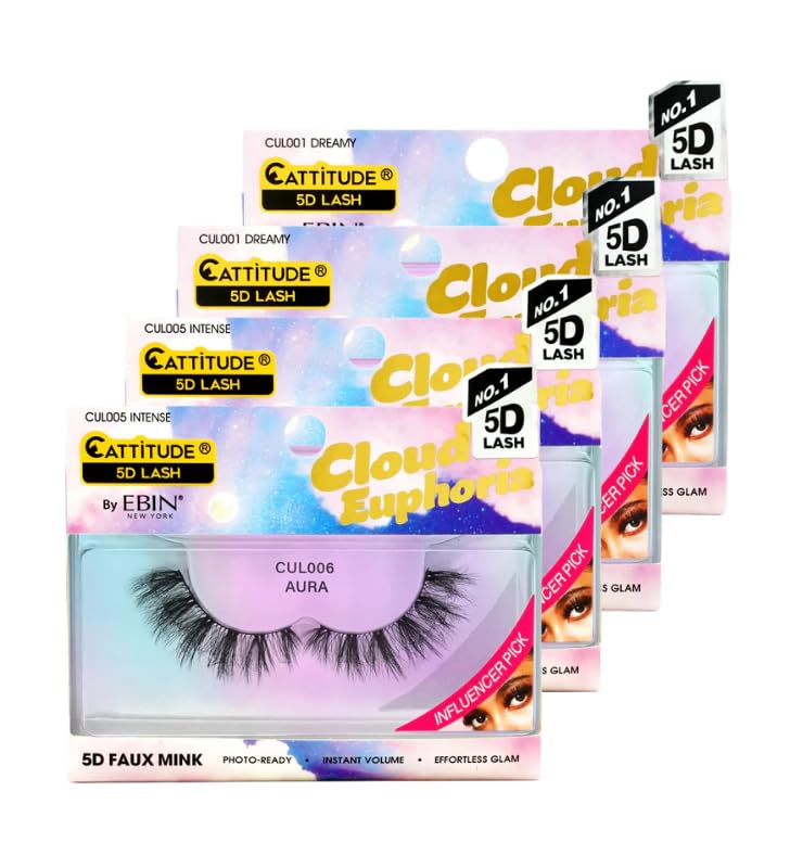 2x Cloud Euphoria - DREAMY Bundle With 2x Cloud Euphoria - AURA by EBIN NEW YORK– Faux Mink Eyelashes in Wispy to Full-Volume Styles, Lightweight, Reusable – Gift Set (4 Items)