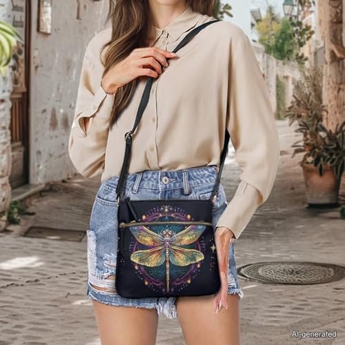 Image of Leather Women Crossbody Hobo Bag Satchel Purse Handbag with Adjustable Shoulder Strap and Zipper Pockets
