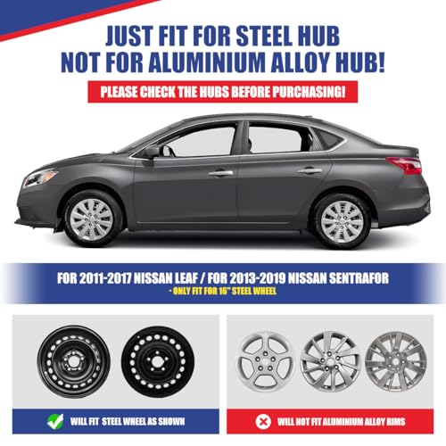 Image of Winjet 16 inch Hubcaps for 2013-2019 Nissan Sentra & 2011-2017 Nissan Leaf Wheel Rim Covers, [Only Fit Iron Hub & Steel Wheel] Heavy Duty ABS+PC Material Snap On Installation (16 Inch Set of 4, Chrome)