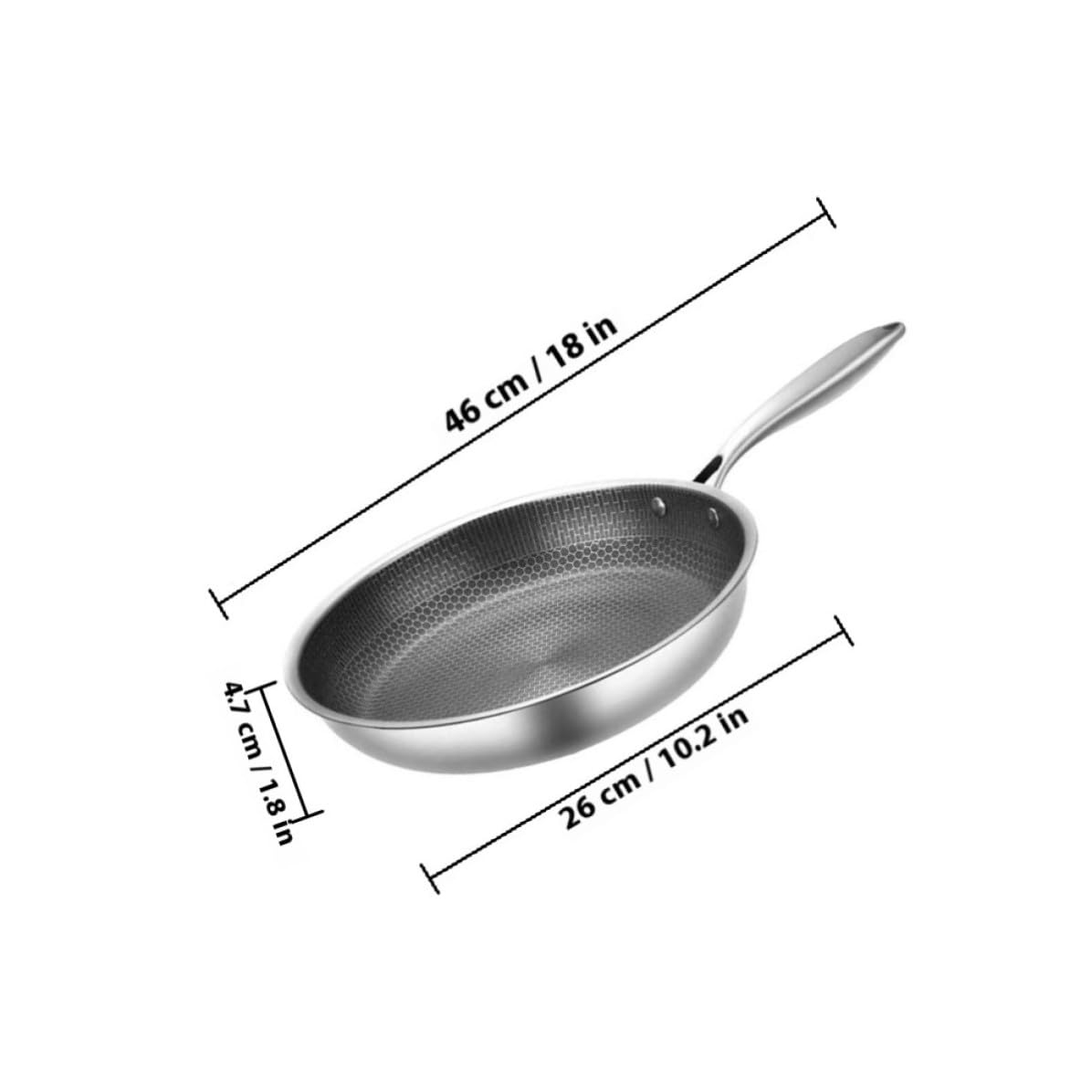 Didiseaon Poêle à Œufs pour Cuisson Uniforme 26cm en Acier Inoxydable Antiadhésive et Revêtement Confortable Fond Plat sur Induction