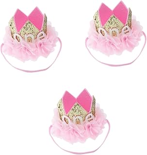 Toyvian 3 Peças Laços De Cabelo De Coroa De Bebê Crianças Tiaras De Flores De Bebê Laços De Cabelo Infantis Tiara De Bebê Coroa De Aniversário De Bebê Chapéu De Aniversário De Bebê Arnês