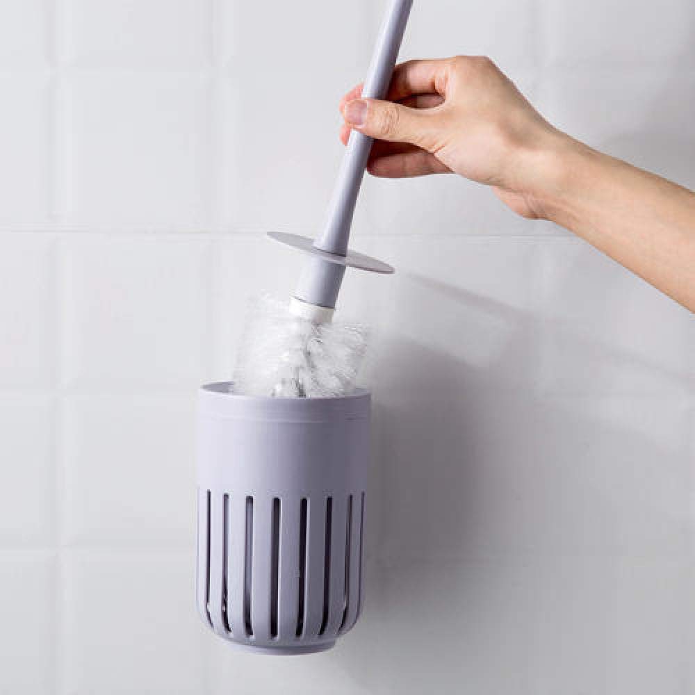 Set scopino per WC in Silicone con Supporto - Detergente per WC a Parete, Senza Angoli Morti, perforatore, Bagno Facile da Pulire, Essenziale per l'uso Domestico