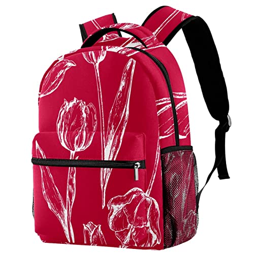 Sac à dos de voyage Tulipes rouges léger pour soulager le dos