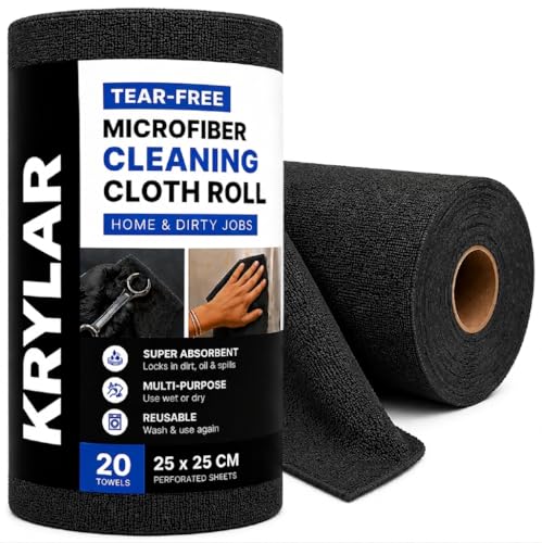 Image of Reusable Kitchen Towel 2Roll 40 Sheets 8000+Times Washable Highly Absorbent Lint and Streak Free Tear-Away Towels 10X Cheaper Microfiber Cleaning Cloth MultipurposeUse for Home Cleaning(Black)