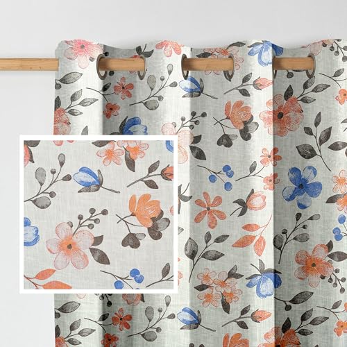 Image of Cortina Linen Polyester Printed Curtains Set of 2, Curtain for Doors Home Decor Items for Living Room Bedroom (Pink, 5FT)
