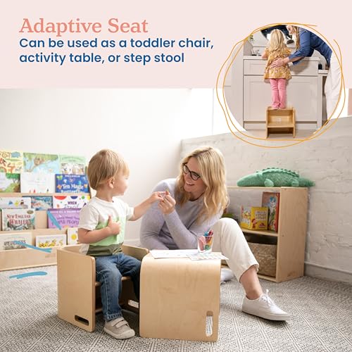Image of ECR4Kids Bentwood Multipurpose Toddler Cube Chair, Montessori Furniture, Natural