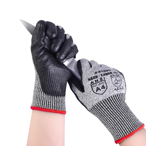 AovYoo Guantes de Trabajo Guantes Anticorte Nivel 5 - Carnicero/Jardineria/Cocina/Guantes de Seguridad (1, XL)