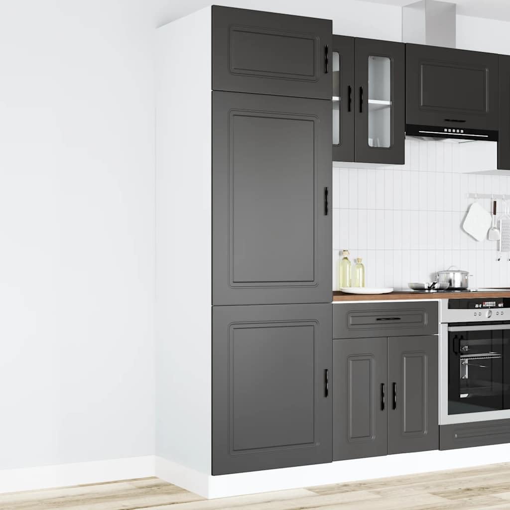 Küchenschrank Porto Schwarz Holzwerkstoff mit 60x57x207 cm, verstellbaren Füßen, Stauraum für Küchengeräte, platzsparend, pflegeleicht, ideal für Küche und Haushalt