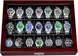 ANWBROAD Uhrenbox 21 Fächern Uhrengehäuse Für Herren Watch Box Mit Großem Glasdeckel Uhrenvitrine Verschließbarer Uhren Organizer Luxuriöser Uhrenhalter für Geschenk JWB004Y