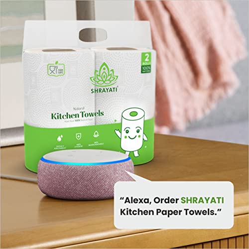 Image of Shrayati Kitchen Paper Rolls, 2 Ply, Pack of 4 | 240 Pulls | 60 Pulls x 4 Rolls | Kitchen Paper Towel | Super Soft, Highly Absorbent Kitchen Tissue Roll, Embossed Design