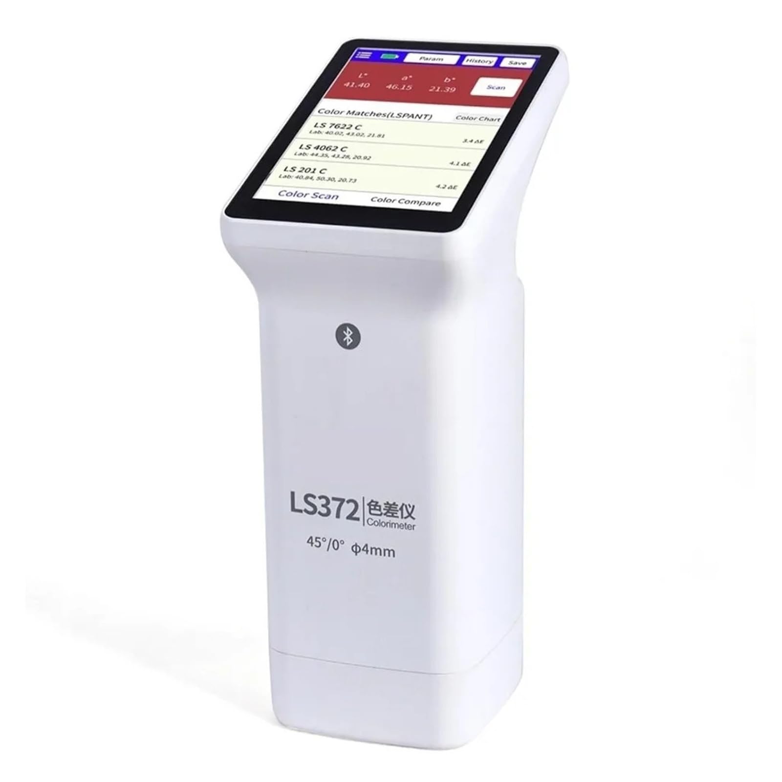 Colorimetro touch screen LS372 con APP e PC, apertura 4 mm Operazione veloce | Analizzatore di colore portatile con piastra di posizionamento