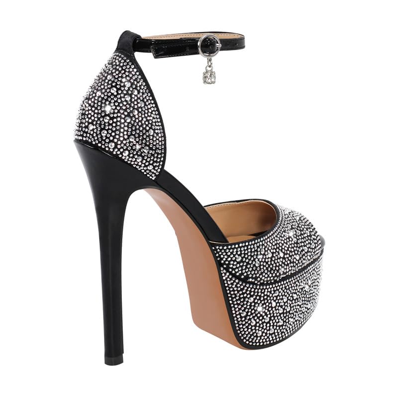 LISHAN Women's Round Open Toe Platform Clear High Heel Zip Up Sandals4