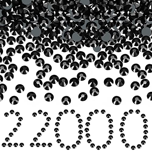 Image of 22000 Pcs Hotfix Rhinestone Bulk Crystal Iron on Flat Back Nail Gems Hot Fix Round Glass Rhinestones for Bedazzling DIY Crafts Clothes Shoes Supplies Decoration 2.7-2.9mm(SS10, Black)