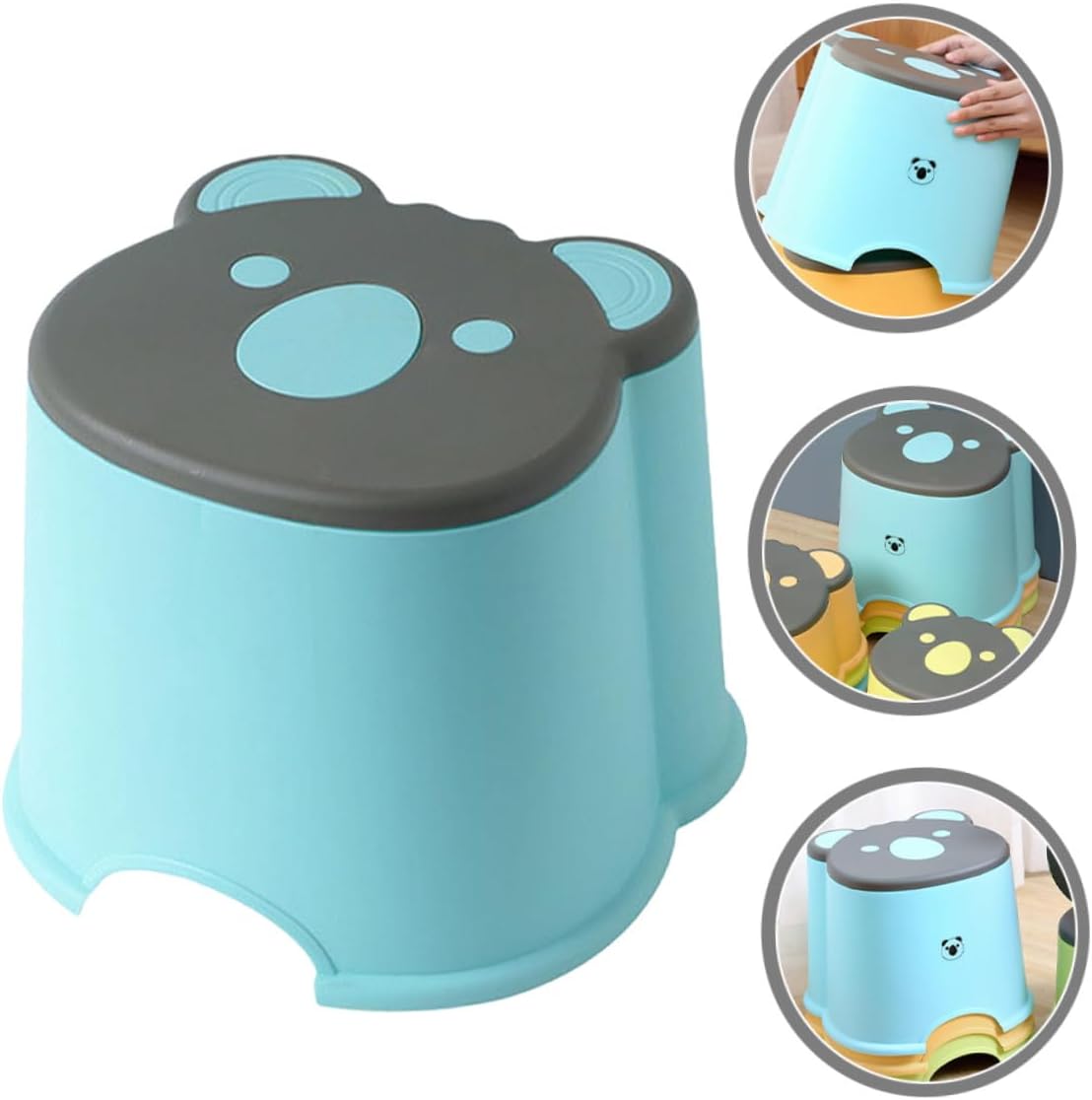Portable Cartoon Step Stool Lightweight Non-Slip Plastic Low Stool for S Toilet Training Bathroom Kitchen and Household Use Blue Large Stable and Seat for Boys