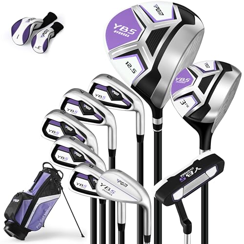 PGM 12/15 Pieces Women's Complete Golf Club Set with 460cc Driver, Fairway, Hybrid, Irons, Putter,...