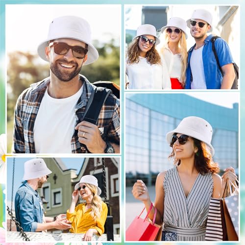 Image of 36 Pcs Bucket Hats Bulk Washed Cotton Foldable Bucket Hat Wide Brim Sun Hats for Women Men Beach Tie Dye DIY