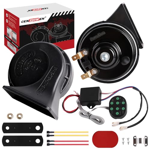 Musical Car Horn with Controller 12v Motorcycle Horns High/Low Tone Metal Dual Horns Kit Waterproof with Cars, Motorbike,Pickup. Alternative Electronic Components for Cars and truck ? (8-tone)
