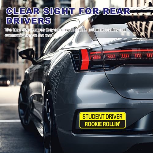 Image of KVAEY 3 PCS Student Driver Magnet for Car, Clear Visible Reflective Magnetic Sticker Set, Removable Funny Weather Resistant Novice Rookie Safety Attention Sign for Bumper & Windows (Blue)