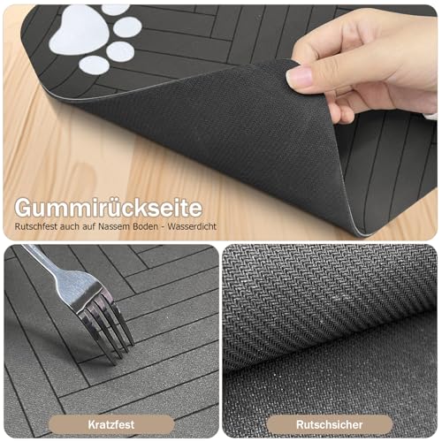 Napfunterlage - Hundenapf Unterlage für Hunde und Katzen, Saugfähige und Schnelltrocknende Futternapfmatte, rutschfeste und Waschbare Haustierfuttermatte in Dunkelgrau, 30 x 50 cm