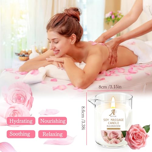 Massagekerze für Paare,Sensuelle Massage kerzen mit Rosen Duft 240ml,Geschenk für Frauen Valentinstag,Niedrige Temperatur für Erotische Massage kerze und Home SPA- Mit Natürlichen Inhaltsstoffe