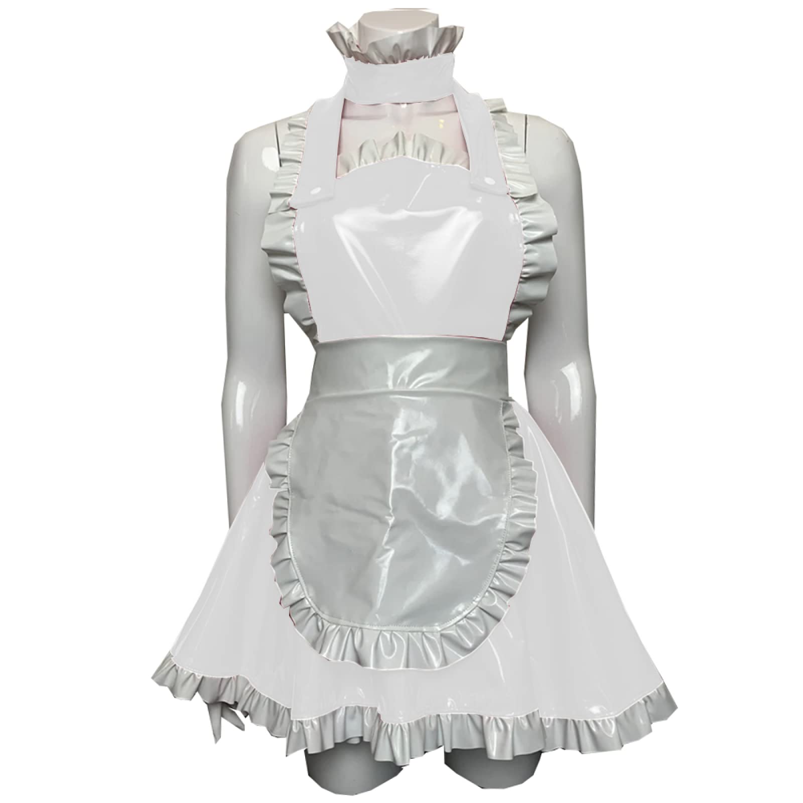 Delantal de PVC, bonito delantal de látex para sirvienta, accesorio para camarera, cosplay, delantal