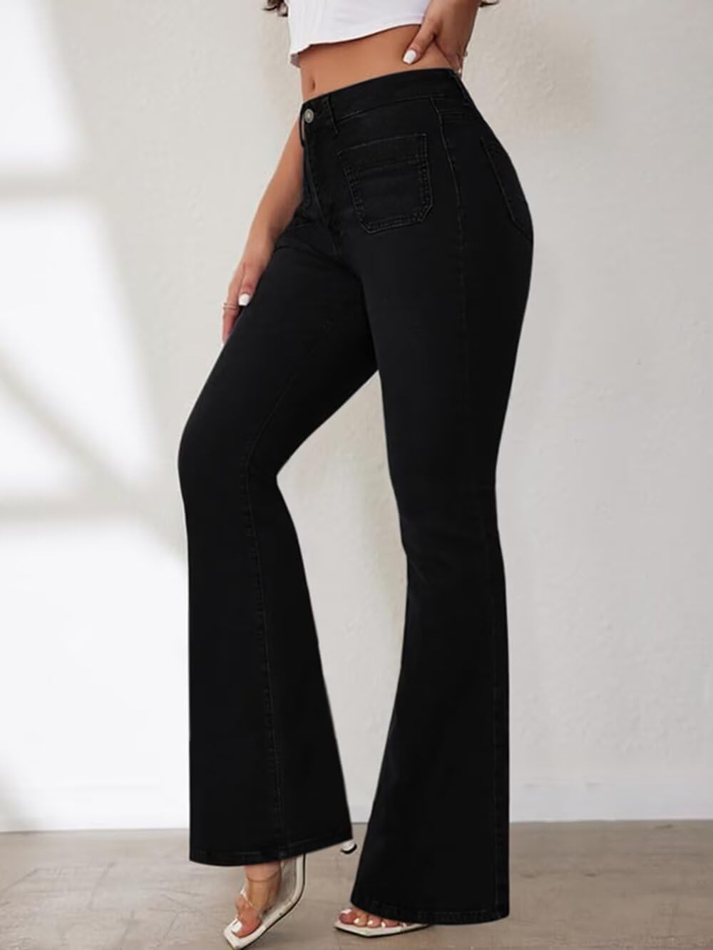 KDF Flare Jeans for Women Women’s Bootcut Bell Bottom Jeans High Waisted Stretch Slimming Bell Bottoms Jeans