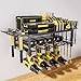 Zstar Tool Wall Mount, Workshop Equipment, Workshop Organiser, Tool Rack for 4 Power Tools, 2 Levels Tool Stand with Screwdriver Holder for Garage, Car Workshop, 59.5 x 24.5 x 16.5 cm