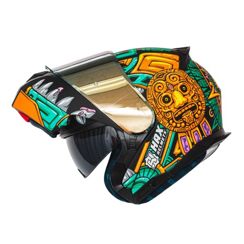 HAX Amatista Modular Flip-Up Dual Visor Motorcycle Helmet - DOT/ECE Approved, Lightweight, Comfortable, and Stylish Helmet for Men and Women (Jaguar Aqua XL)