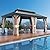 YOLENY 12'x20' Hardtop Gazebo Ultra-Thick Columns and Beams, Gazebo with Wood Grain Aluminum Frame, Galvanized Steel Roof, Permanent Metal Pavilion with Netting and Curtains for Backyard and Patio