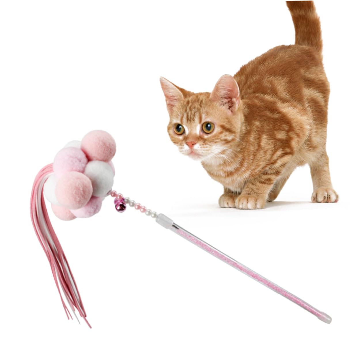 Yardwe 3pièces Interactif pour Chat avec Pompon Et Franges Longues Jouet pour Instinct Naturel De Couleur Aléatoire