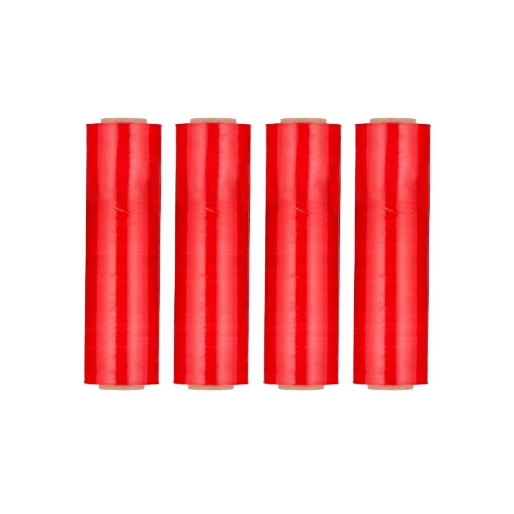 PSBM Red Tinted Stretch Wrap, 8 Pack, 18 Inch x 1500 Feet, 63 Gauge, Plastic Cling Color Hand Stretch Film Rolls for Packaging Moving Packing Pallets