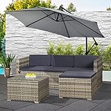 ArtLife Polyrattan Lounge Punta Cana M für 3-4 Personen mit Tisch in grau-meliert mit Bezügen in Dunkelgrau - 2