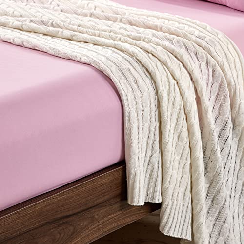 FreshCulture Queen Fitted Sheets, Bulk Pack of 6, Deep Pocket, Soft Microfiber Bottom Sheets for Home, Salons, Hotels, Queen Size Fitted Sheets Only (Dusty Pink)