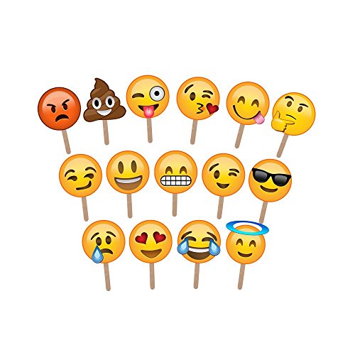 Emoji Photo Booth Props - Large Enough to Cover The Face - Ideal for Weddings and Parties - Huge Pack of 15