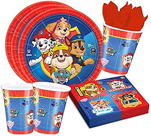 Amscan Paw Patrol - 32-Teiliges Partyset - Teller Becher Servietten - Partydekoration