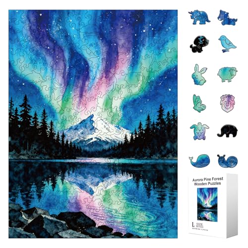 EVERJOYCRAFT 300pcs Wooden Puzzles for Adults Unique Animal Shaped Pieces