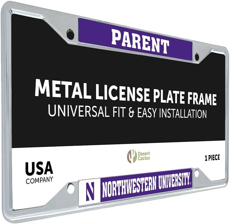 Desert Cactus Northwestern University Car Accessories Wildcats Metal License Plate Frame and Tag Holder for Front or Rear of Car (Parent)