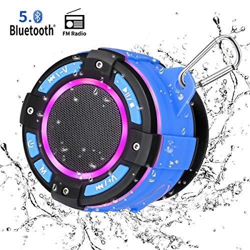 2020 Upgrade Shower Speaker with FM Radio, KKUYI IPX7 Wireless Waterproof Bluetooth Speaker