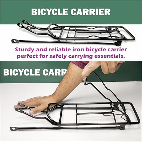 Image of De Venta High Strength Bicycle Carrier Rack for 26-Inch Bikes | Iron Rear Rack with 45kg Load Capacity | Weather-Resistant Black Finish | Fits Ranger, BMX & Mountain Bikes | Easy Installation.
