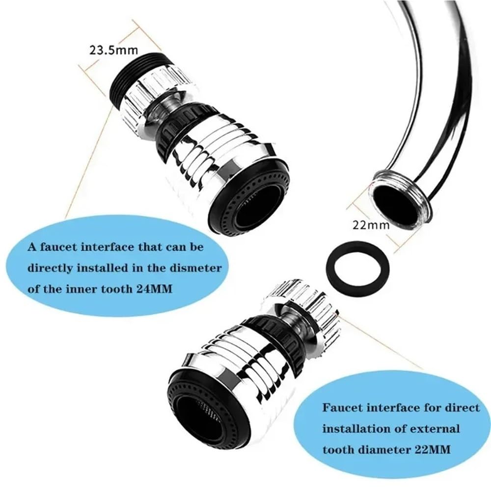 Boquilla para Grifo de Fregadero de Cocina con Extensor Ajustable de 360 Grados, Tubo de extensión para Ahorrar Agua y Filtro para baño (Estilo Largo - 5 Piezas).