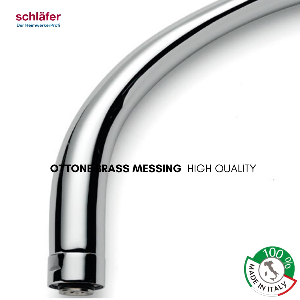 Schläfer 67085-C | Bec de rechange pour Robinet d'évier de cuisine - Longueur 200 mm - Raccord d'étanchéité de 3/4 (Ø24,9 mm), Compatible avec aérateur Neoperl anti-calcaire économie d'eau