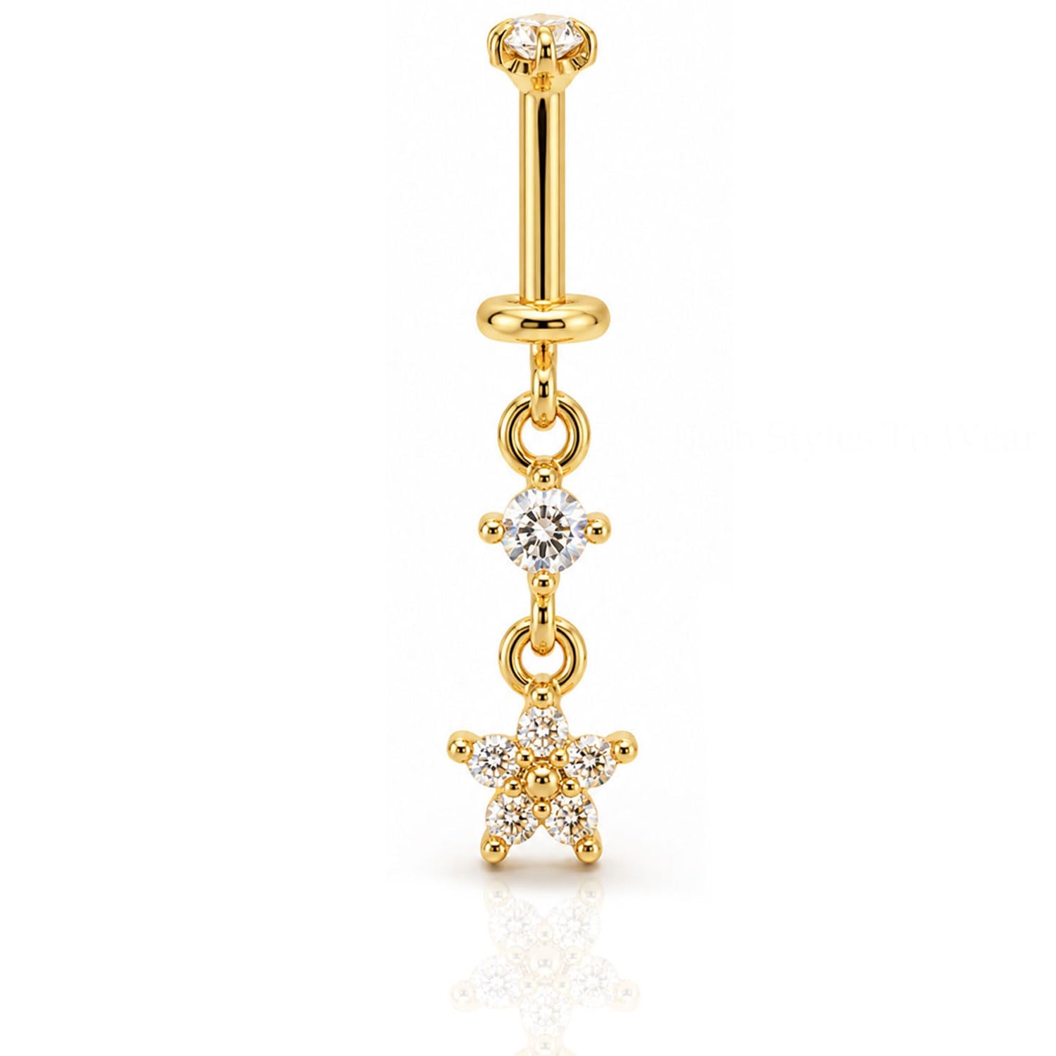 FASHIONS 1 Pcs 18K Gold Plated Stainless Steel Anti Tarnish CZ Stone Flower Dangle Tragus Earring Cartilage Helix Barbell Piercing Single Upper Ear Stud for Women-image-35