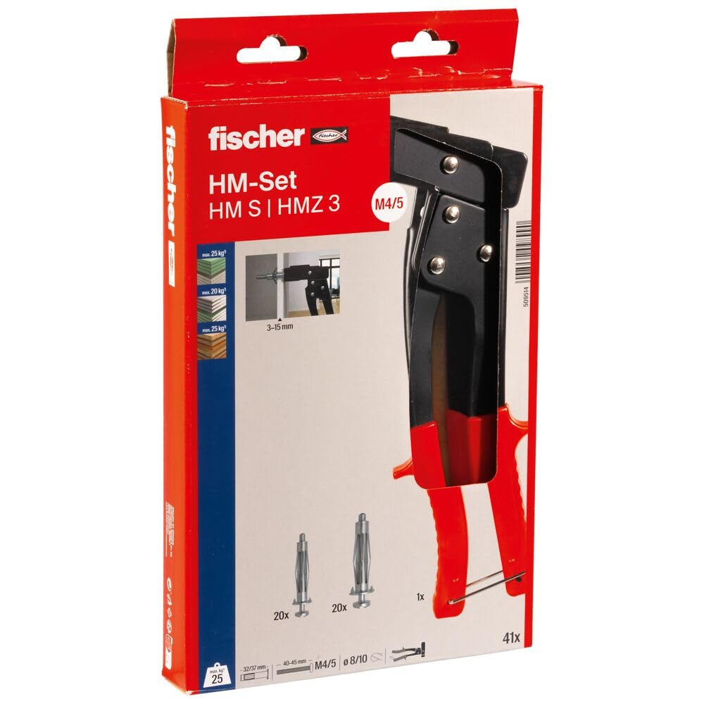 fischer - Kit Compuesto por una Pinza y 40 Tacos metálicos para Cuerpo Hueco HM