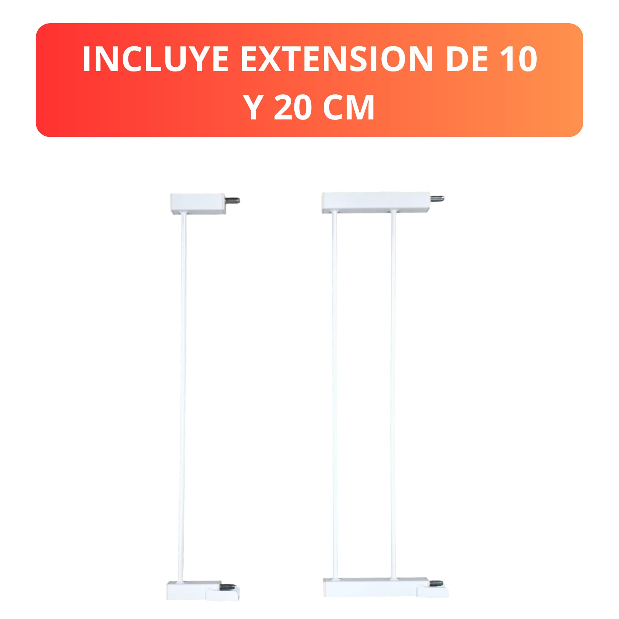 Barrera de Seguridad para Bebés y Mascotas, Ajustable 75-82 cm Extensible hasta 108 cm, Acero Blanco, Valla Escalera y Puerta sin Taladro, Cierre Automático, Apertura 1 Mano, Doble Seguridad
