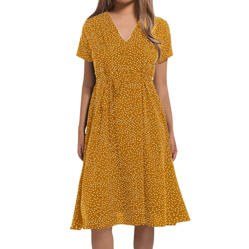 Robe décontractée pour femme en dentelle et manches courtes